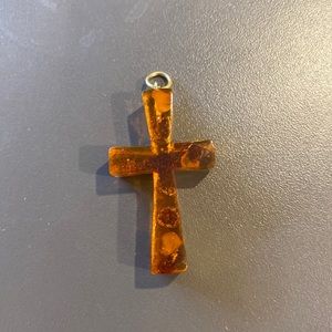 Amber cross pendant